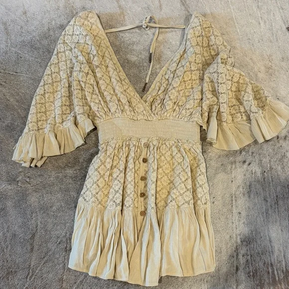 Free People Beige Lace Blouse - Picture 1 of 3